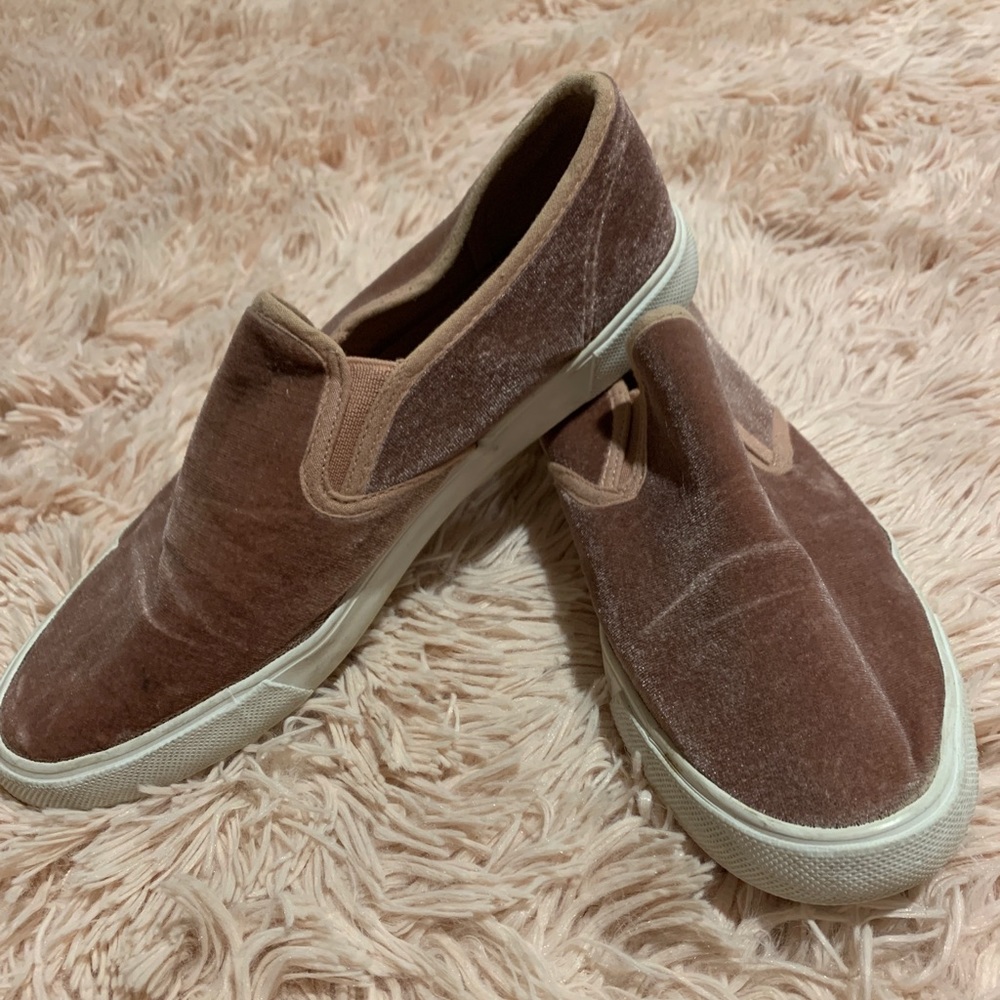 Pink velvet slip on